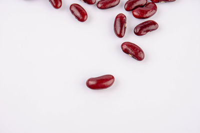 High angle view of strawberry over white background