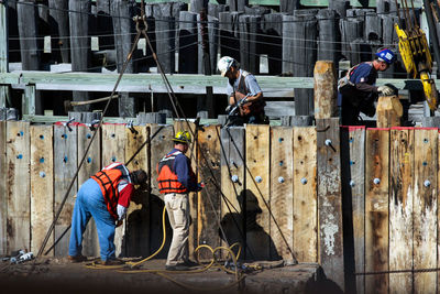 People working at construction site