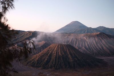 View of volcanic mountain against sky