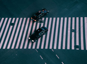 High angle view of zebra crossing on table