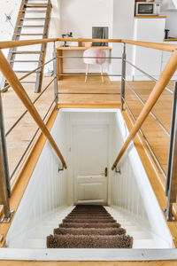 High angle view of spiral staircase