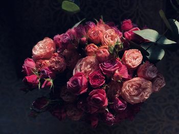 High angle view of rose bouquet