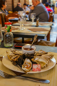 Close-up of food on table