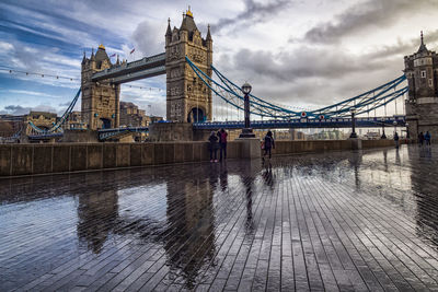 The tower bridge of london in a rainy morning