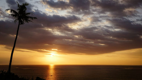 Scenic view of sea against sky at sunset