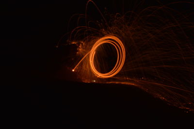 Close-up of illuminated light painting at night