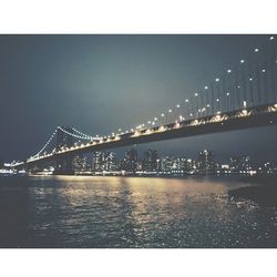 Bridge over river at night