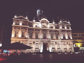 Low angle view of building at night