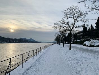 Scenic view of snow covered mountains against sky