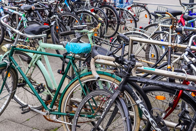 Bicycles in parking lot