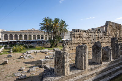 The ruins of the temple of apollo in ortigia