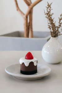 Close-up of dessert in plate on table