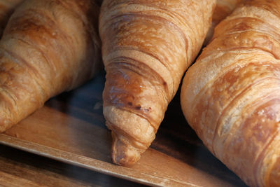 Freshly baked butter croissant. studio photo.