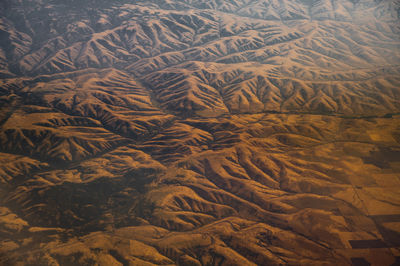 Above a bizarre landscape from a plane