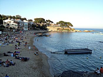 Scenic view of beach against clear sky