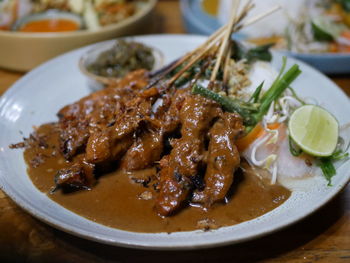 Close-up of meal served in plate