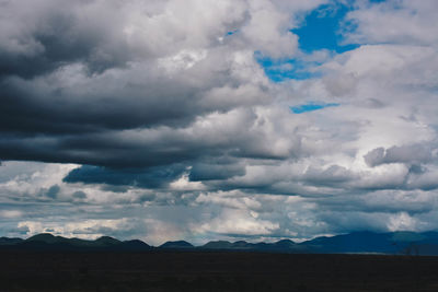 Scenic view of storm clouds over landscape