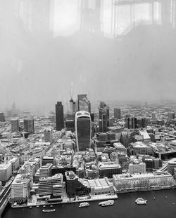 High angle view of buildings in city