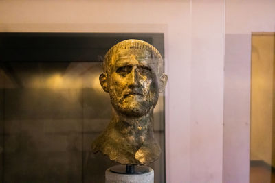 Brass head of statues in brescia, italy