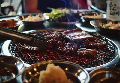 Close-up of food served in tray