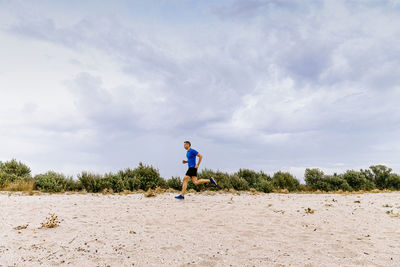 Man running on field