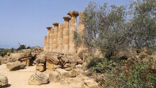 Low angle view of rock formations