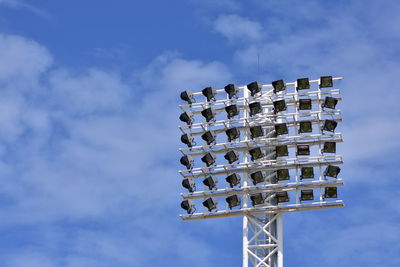 Low angle view of metallic structure against sky