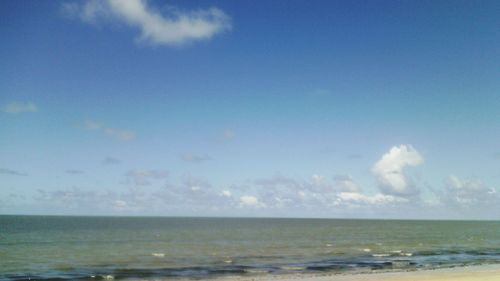 Scenic view of sea against cloudy sky