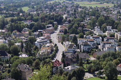 High angle view of townscape in austria