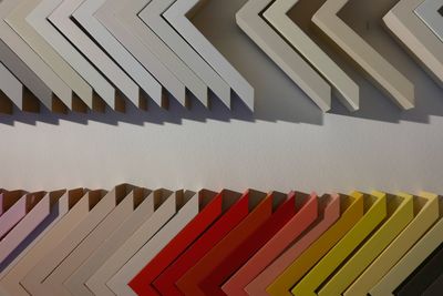 Close-up of multi colored frames in row