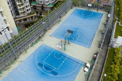 Aerial view basketball court