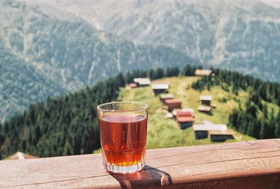 Beer glass on table