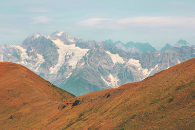 Scenic view of mountains against sky