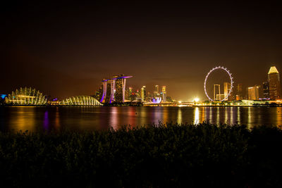 Illuminated city at night