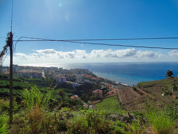 Scenic view of sea and buildings against sky