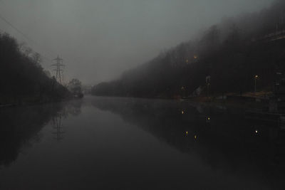 Scenic view of lake against sky at sunset
