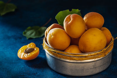 Close-up of fruits in bowl on table