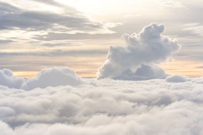 Beautiful view from above clouds at dusk