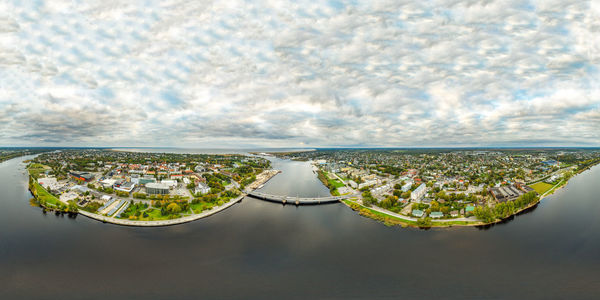 High angle view of cityscape against sky