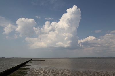 Scenic view of sea against cloudy sky