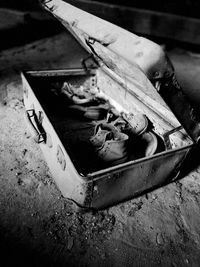 High angle view of cigarette in container