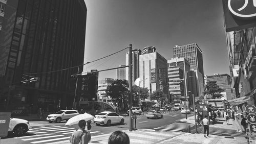 View of city street against sky