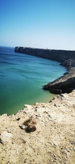 Scenic view of sea against clear sky