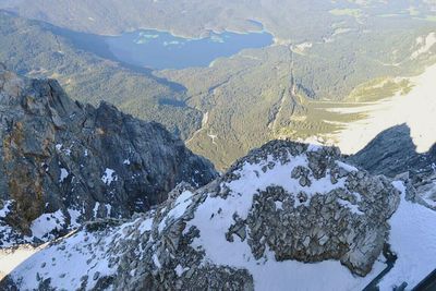 Scenic view of snow covered mountains