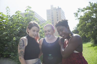 Three young women at a park