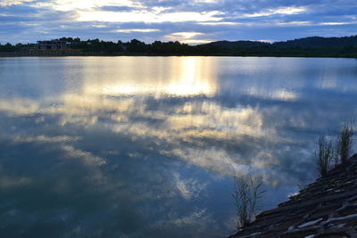 Scenic view of lake against sky