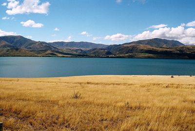 Scenic view of lake against sky