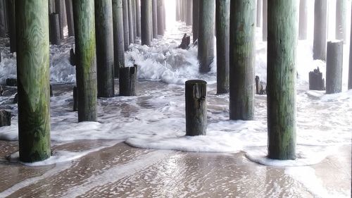 Scenic view of waterfall during winter