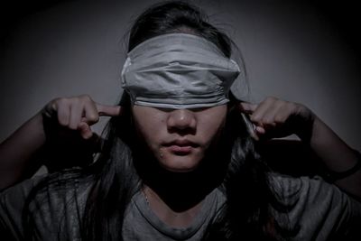 Close-up portrait of a beautiful young woman