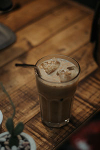 High angle view of coffee on table